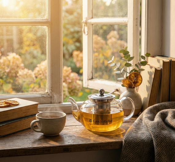 Szklany dzbanek z zaparzaczem do herbat, ziół, yerba mate 1000 ml
