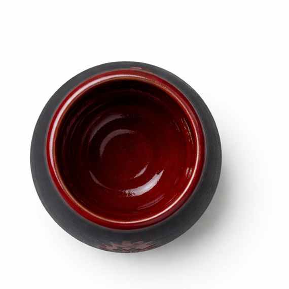 Naczynko do yerba mate RED SUN toczone na kole, ceramika handmade ~ 250 ml