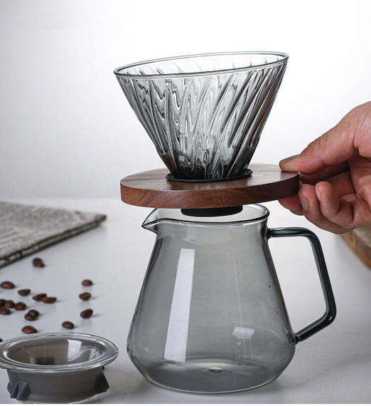 Zestaw do zaparzania kawy - szklany dzbanek Dripper 600 ml