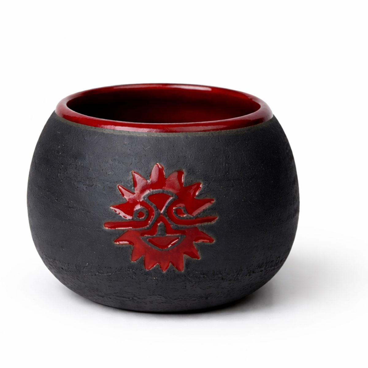Naczynko do yerba mate RED SUN toczone na kole, ceramika handmade ~ 250 ml, 0.25 kg
