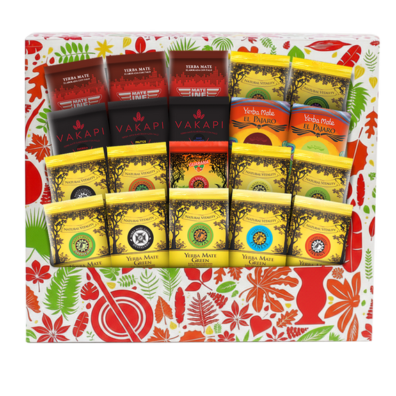 Zestaw NA PREZENT Świąteczny: Yerba Mate 10x50g Tykwa Bombilla + GRATIS MIX 10x50g YERBA MATE i PUDEŁKO!