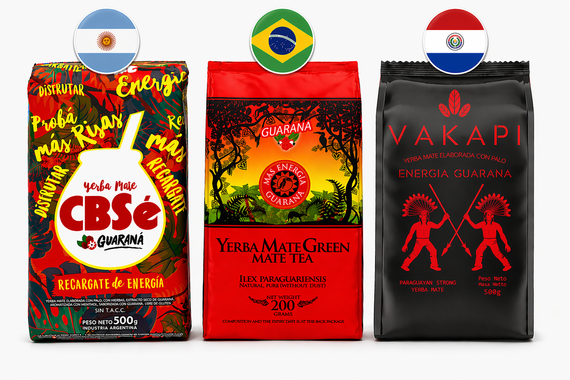 Zestaw Yerba Mate "Trzy Guarany" Argentyna, Paragwaj, Brazylia