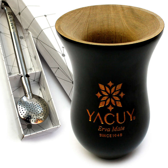 Zestaw Yacuy Premium do Yerba Mate Chimarrao Naczynie drewniane Cuia Imbuia  + Bombilla