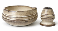 Ceramiczny zestaw do przygotowania herbaty Matcha - Miseczka i Podstawka pod Chasen 
