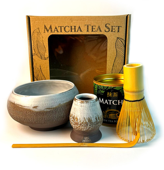 Zestaw Matcha Tea Set z ceramicznymi akcesoriami handmade w pudełku na prezent