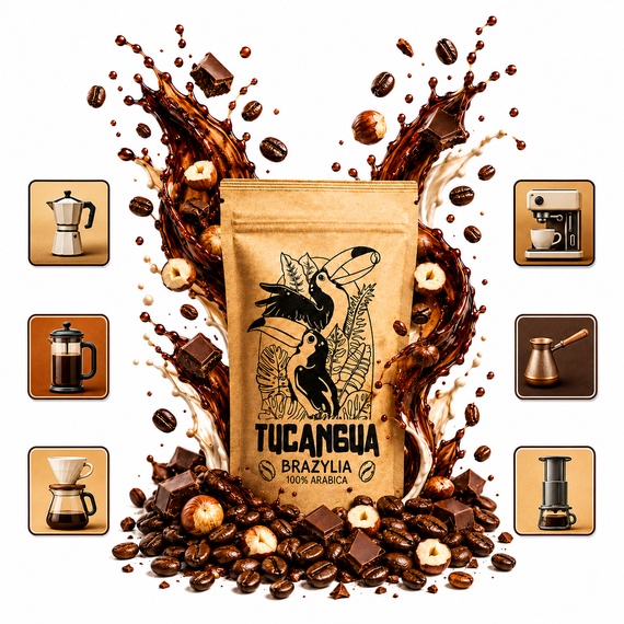 Zestaw na Prezent Kawa Tucangua  1000g 100% Arabica Santos Suszone Mango