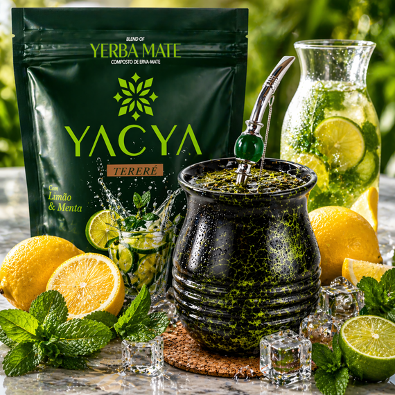 Miętowy Zestaw Yerba Mate Yacuy Lemon Mint + Matero Roches + Bombilla
