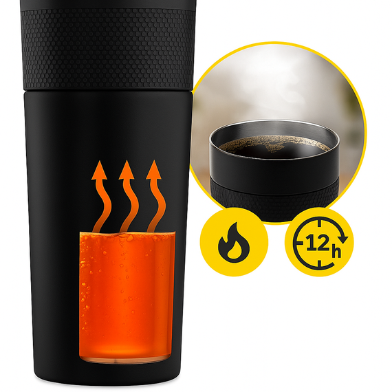 KUBEK TERMICZNY NA HERBATĘ KAWĘ DO SAMOCHODU 450 ml z BLOKADĄ PRÓŻNIOWY SZCZELNY