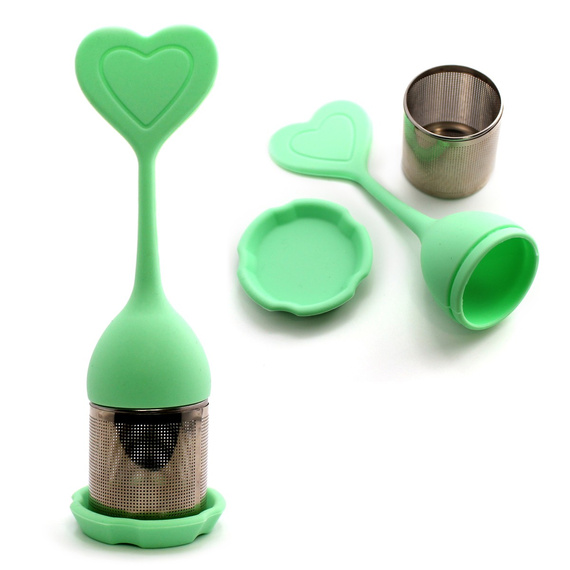 Zaparzacz do herbaty, ziół, yerba mate SERCE z podstawką