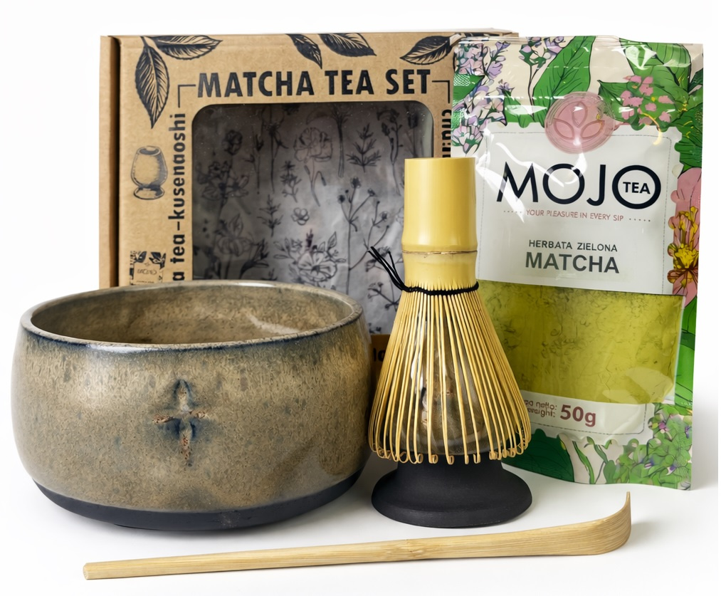 Zestaw Matcha Tea Set z ceramicznymi akcesoriami "Mirra" handmade w pudełku na prezent, 0.7 kg