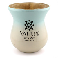 Naczynie do Yerba mate Chimarrao Yacuy Cuia De Madeira Imbuia 200-220 ml - Kremowo-pistacjowa