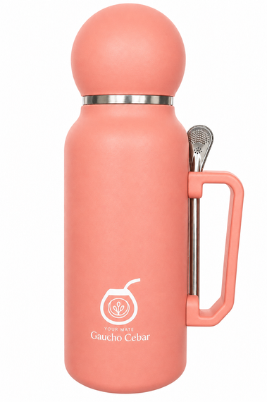 Termos SET DE MATE PLUS Brzoskwiniowy YERBA MATE 1,3 L + TYKWA + BOMBILLA