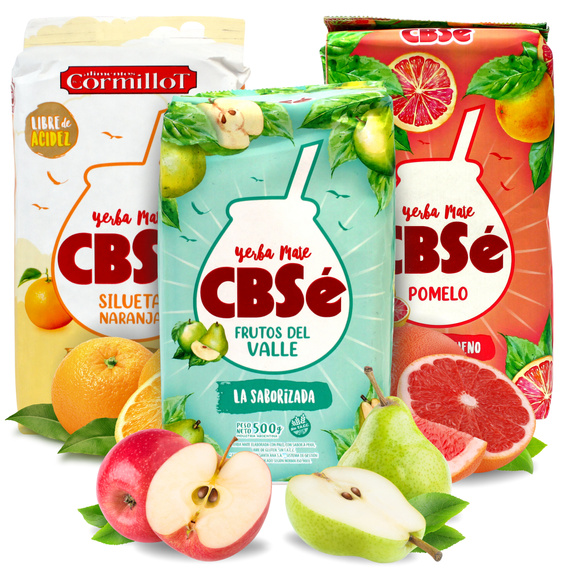 Zestaw Yerba Mate CBSe Frutos Del Valle Pomelo Silueta Naranja 3x500g 1,5kg