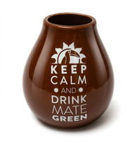 Matero Ceramico LUKA DARK BROWN 350 ml z z logo MATE GREEN
