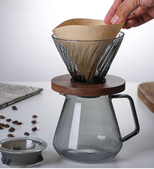 Zestaw do zaparzania kawy - szklany dzbanek Dripper 600 ml