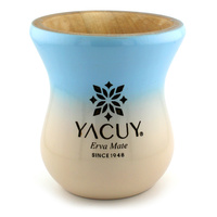 Naczynie do Yerba mate Chimarrao Yacuy Cuia De Madeira Imbuia 200-220 ml - Kremowo-błękitna