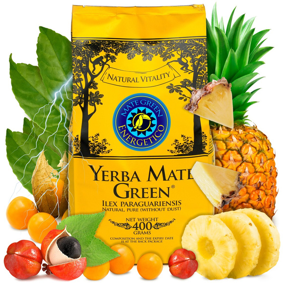 WYPRZEDAŻ - Yerba Mate Green Energetico Ananasowa z Guaraną  400g - uszkodzone opakowanie