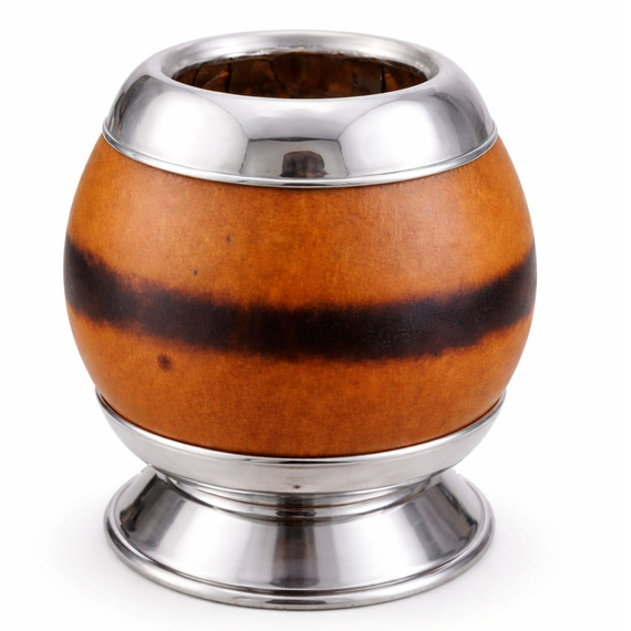 Tykwa do yerba mate Argentina podwójnie okuta - jasny brąz