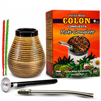 Zestaw Yerba Mate COLON COMPLETO 500g + Matero Ceramiczne Miodowe + Bombilla Amazonca + Termometr