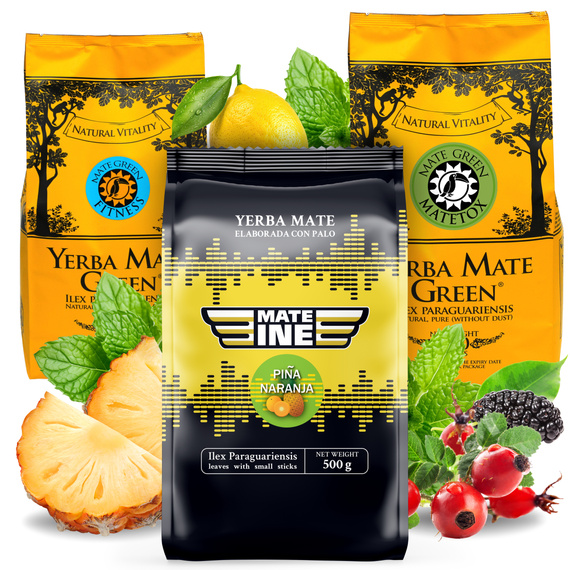 Zestaw 3x Yerba Mate Green Mateine MIX 1,1kg Owoce i Zioła