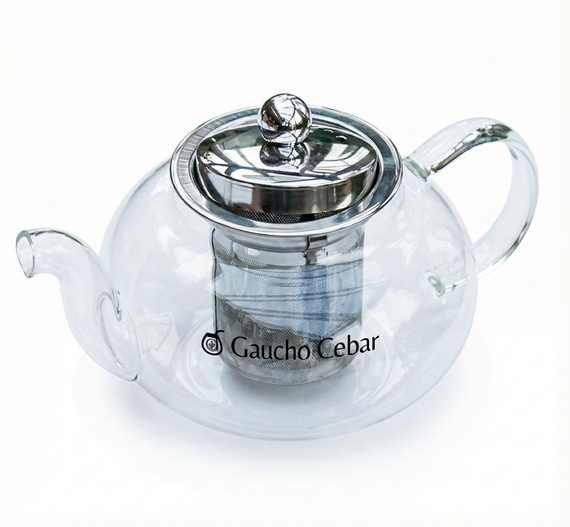 Szklany dzbanek z zaparzaczem do herbat, ziół, yerba mate 600 ml