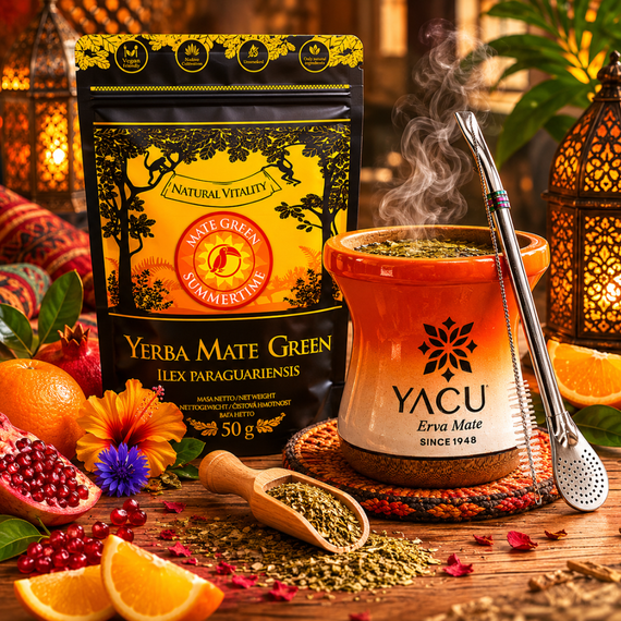 Zestaw Yerba Mate Summertime 500g + Cuia Imbuia + Bombilla LIZA