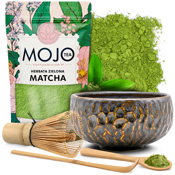 Zestaw Matcha MOJO TEA z bambusowymi akcesoriami 