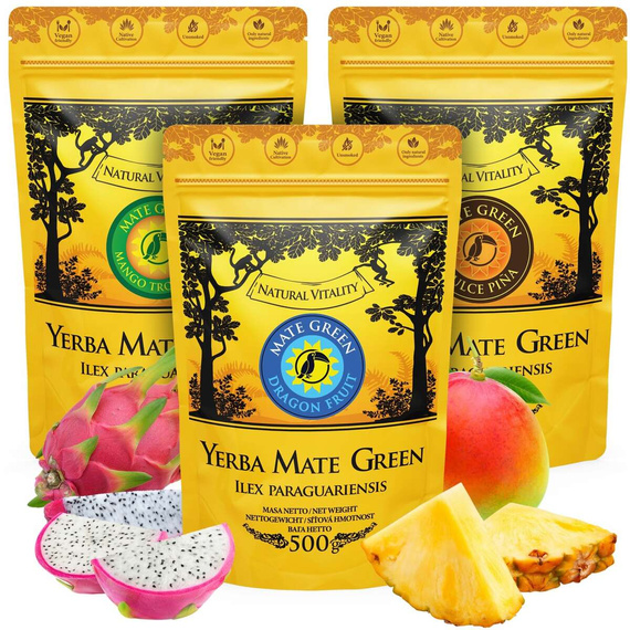 Zestaw Yerba Mate Green Owocowe 3x500g 1,5kg + GRATIS