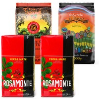 Yerba Mate (4 kilo) = Rosamonte Elaborada 2x1kg Mate Green Guarana 1kg El Pajaro 1kg