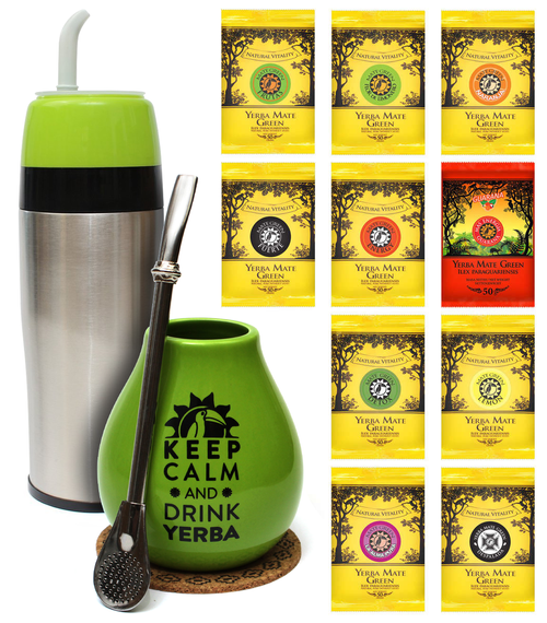 Zestaw Yerba Mate Green 500g (10x50g) + Yerbomos