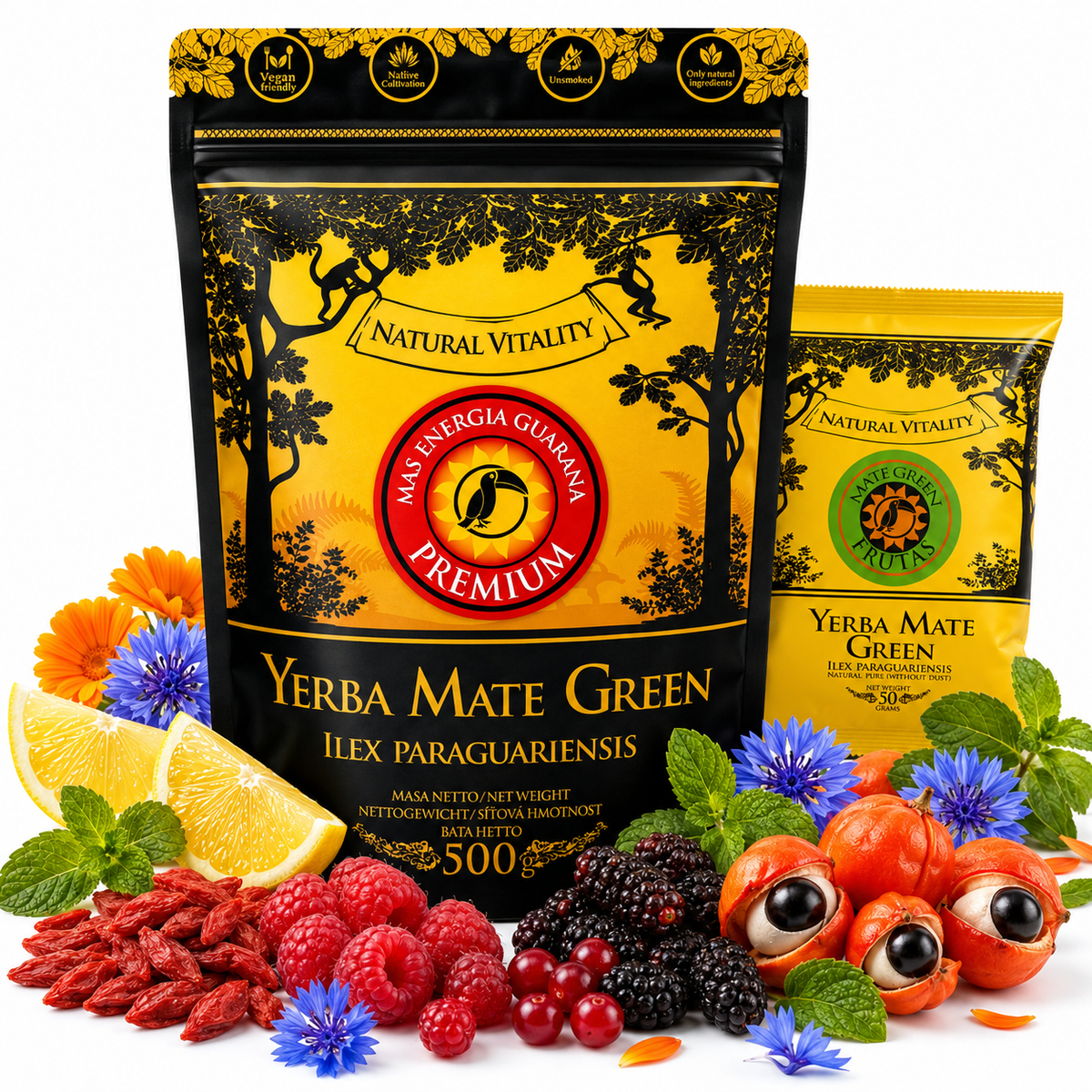 Yerba Mate Zestaw Mate Energia Guarana Premium + 50 g Frutas, 0.55 kg