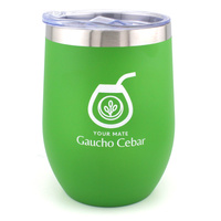 Termiczny kubek - matero do yerba mate Termolid Verde z przykrywką od Gaucho Cebar 350 ml