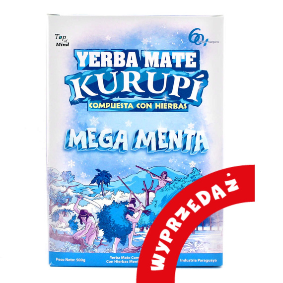 WYPRZEDAŻ - Yerba Mate Kurupi MEGA MENTA 500g - uszkodzone opakowanie zewnętrzne (pudełko)