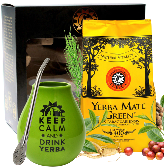 Zestaw Yerba Mate Green Energy w pudełku bombilla