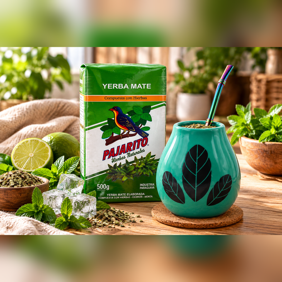 Zestaw Yerba Mate Pajarito Hierbas 500g Matero 350ml Bombilla Podkładka