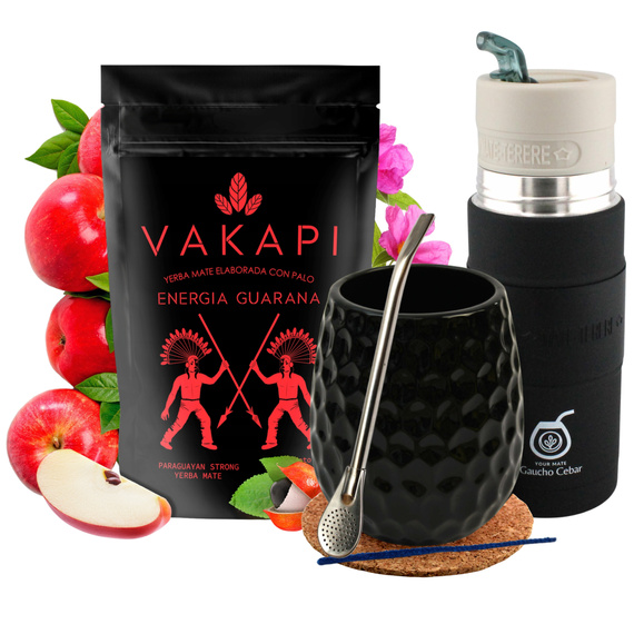 Zestaw Yerba Mate Vakapi Energia Guarana 500g Yerbomox + matero + akcesoria
