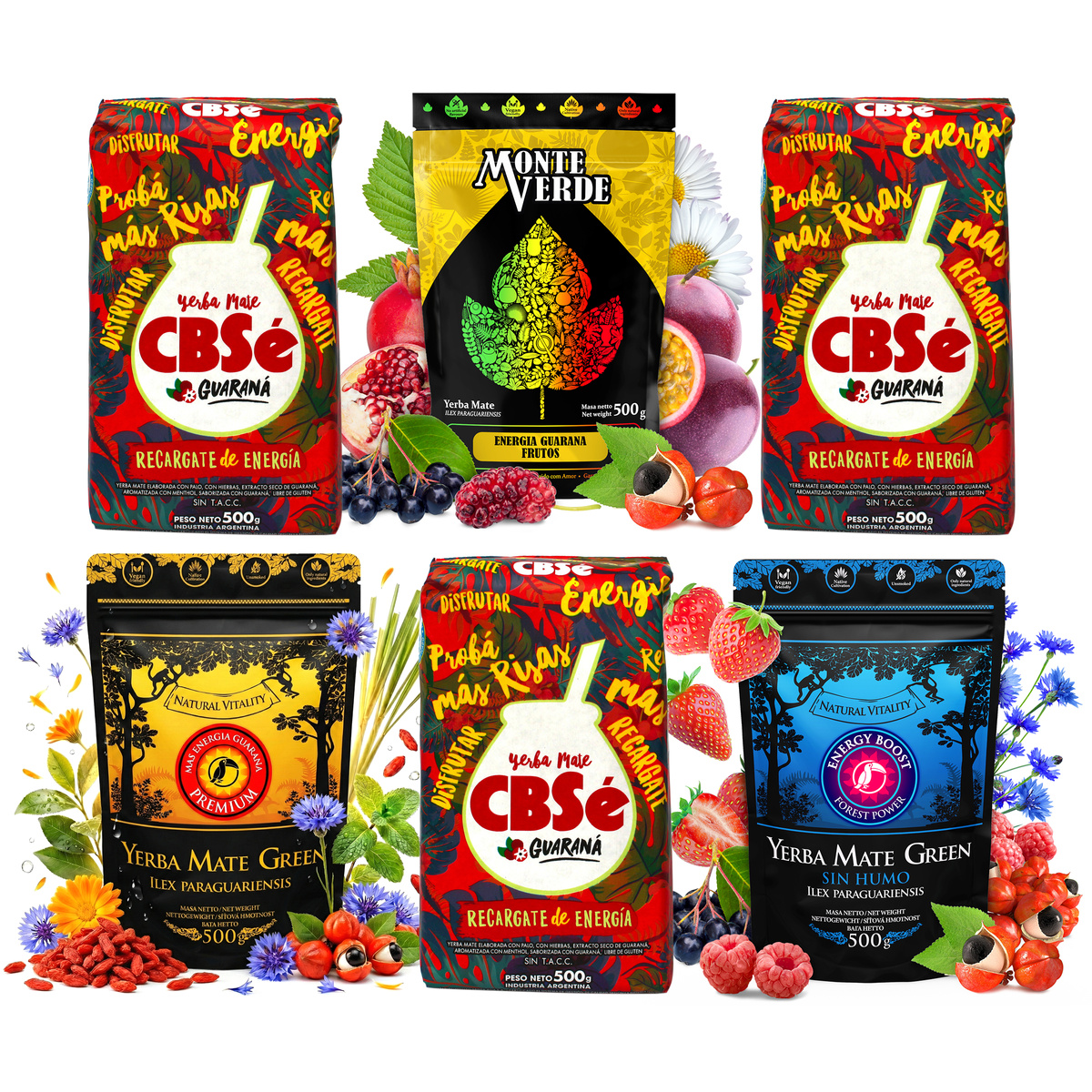 Yerba Mate CBSe Energia Mate Green z guaraną 6x500g (3kg), 3 kg