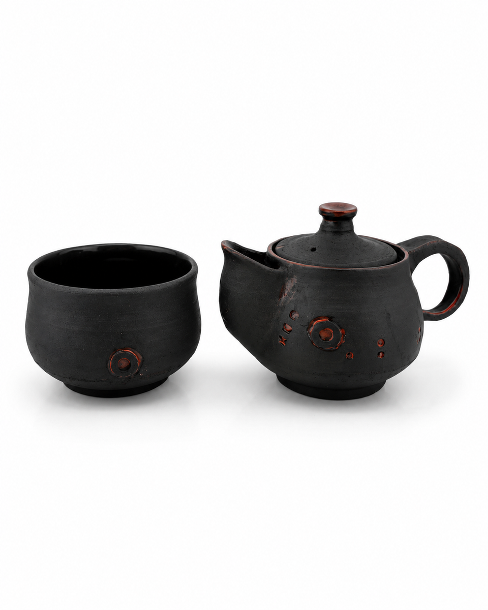 Miniaturowy ceramiczny zestaw do herbaty – ręcznie wykonany dzbanuszek i czarka 100 ml, 0.2 kg