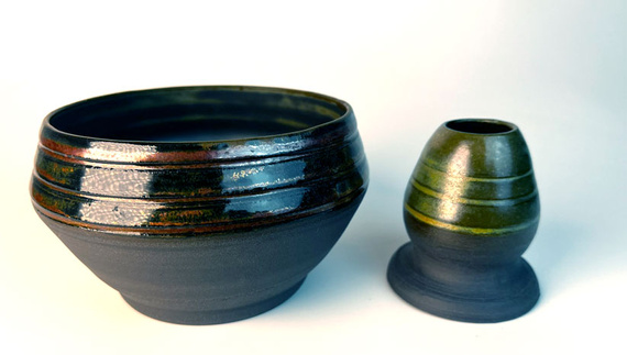 Zestaw Matcha Tea Set "Miedziany dzwoneczek" z ceramicznymi akcesoriami handmade w pudełku na prezent