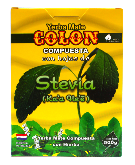 Zestaw yerba mate Colon Stewia 500g + Matero Luka Hoja Orange + Bombilla