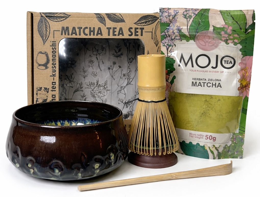 Zestaw Matcha Tea Set z ceramicznymi akcesoriami "Iris" handmade w pudełku na prezent, 0.7 kg
