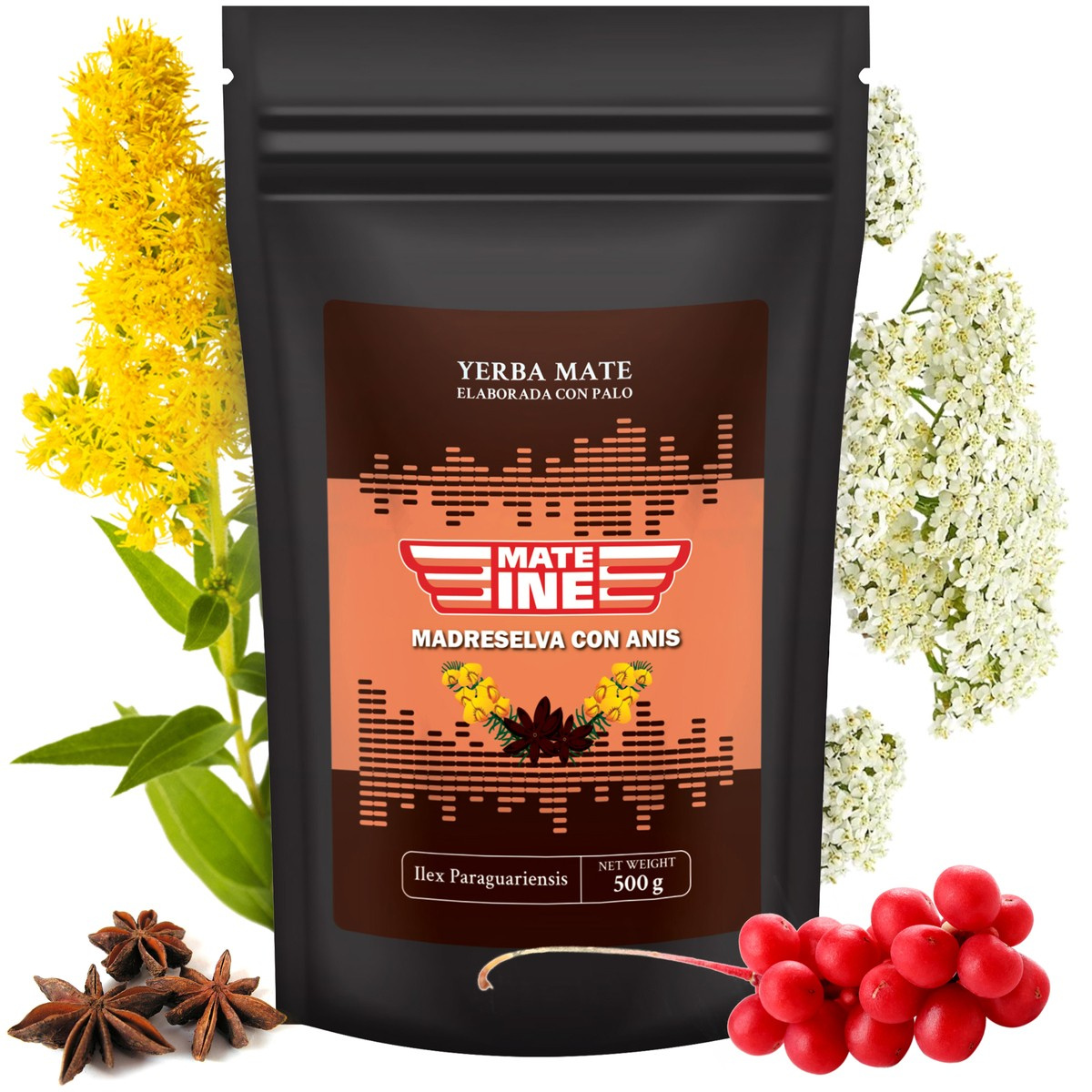 Yerba Mate Mateine Madreselva con Anis (doypack), 0.5 kg