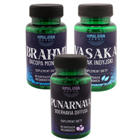 Zestaw Suplementów Himalayan Herbs- Bacopa Monnieri,Vasaka,Punarnava 3 x 60 kapsułek wegańskich