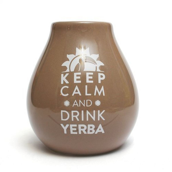WYPRZEDAŻ Matero Ceramico LUKA LIGHT BROWN 350 ml z logo mate green - lekkie przebarwienia rysy 