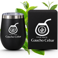 Termiczny kubek - matero do yerba mate Termolid Negro z przykrywką od Gaucho Cebar 350 ml