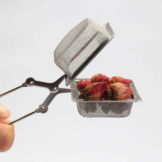 Zaparzacz do herbaty, ziół, yerba mate typu kleszcze - sitko z długą rączką