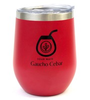 Termiczny kubek - matero do yerba mate Termolid Rojo z przykrywką od Gaucho Cebar 350 ml