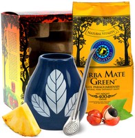 Zestaw w pudełku EXCLUSIVE Yerba Mate Green Energetico 400g + Matero Hoja Blue + Liza