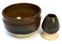 Ceramiczny zestaw do przygotowania herbaty Matcha "Klon" - Miseczka i Podstawka pod Chasen