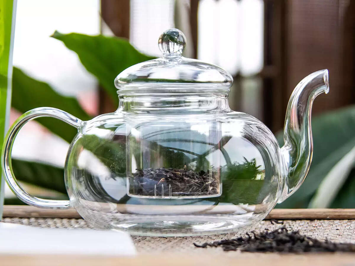 Szklany dzbanek z zaparzaczem do herbat, ziół, yerba mate